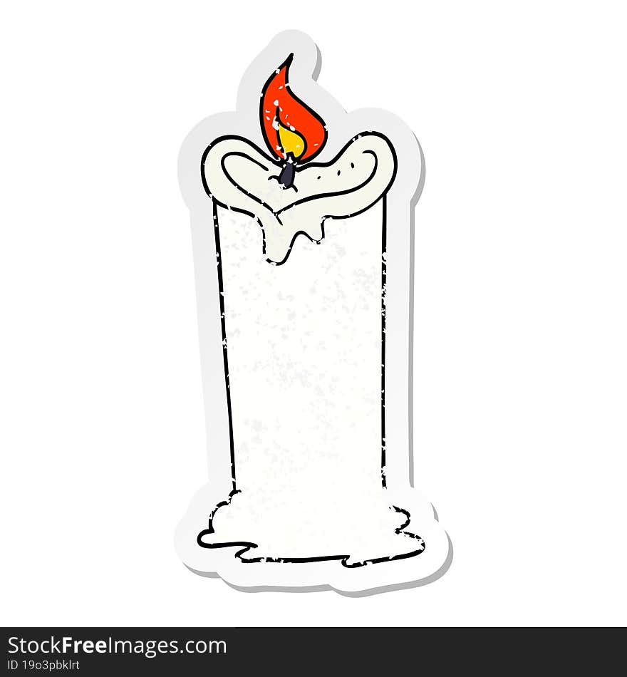 distressed sticker of a cartoon candle