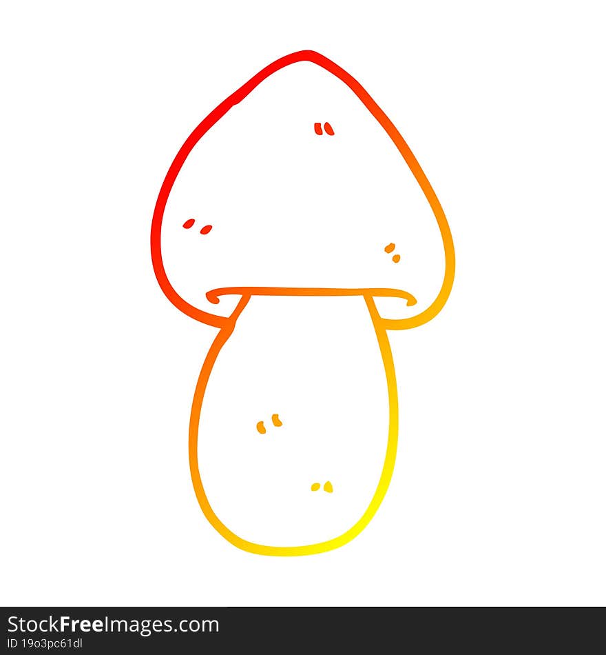 warm gradient line drawing cartoon mushroom