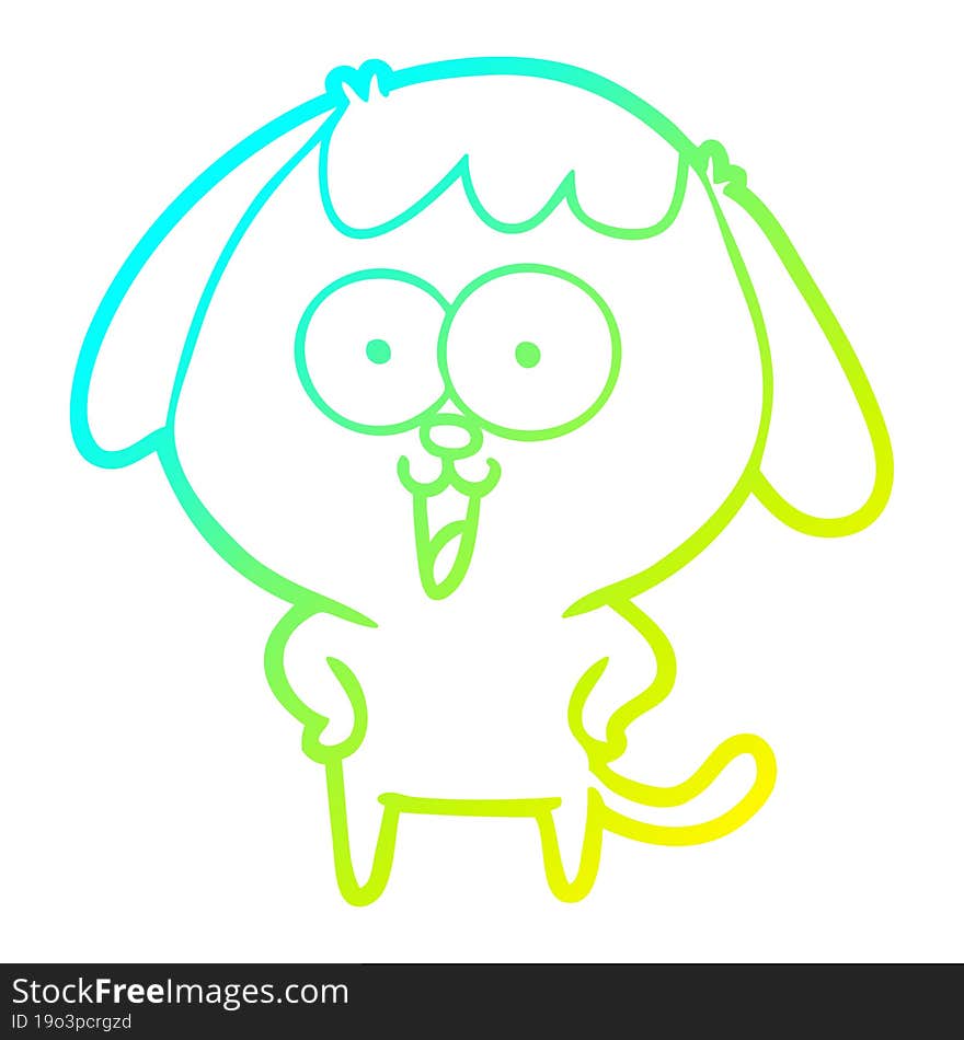 cold gradient line drawing of a cute cartoon dog