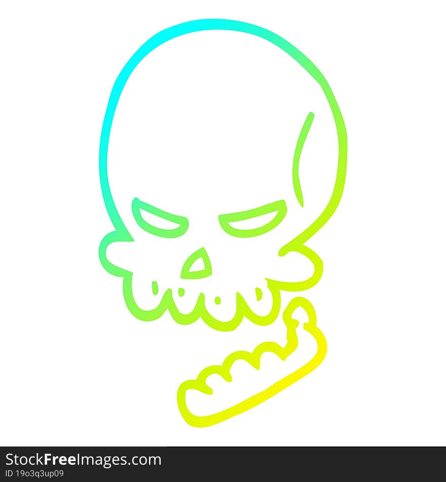 cold gradient line drawing cartoon halloween skull