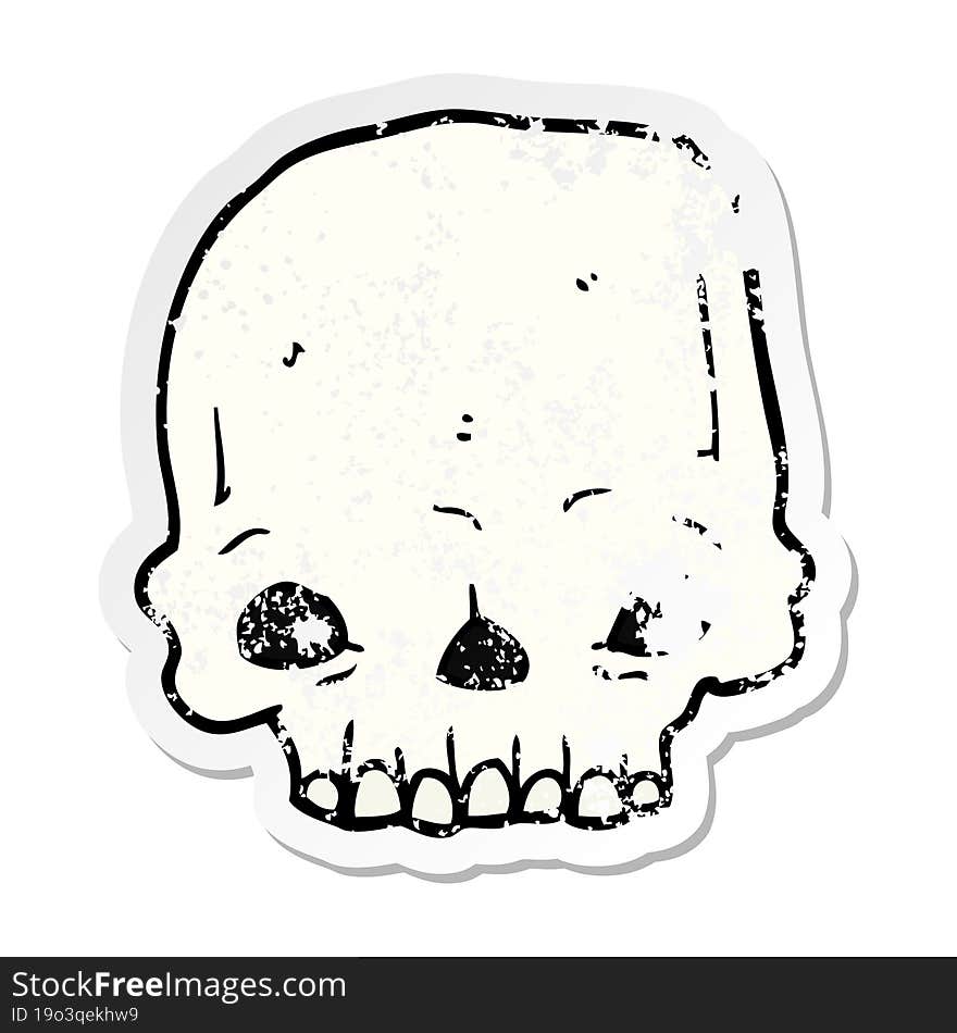 distressed sticker of a cartoon spooky skull