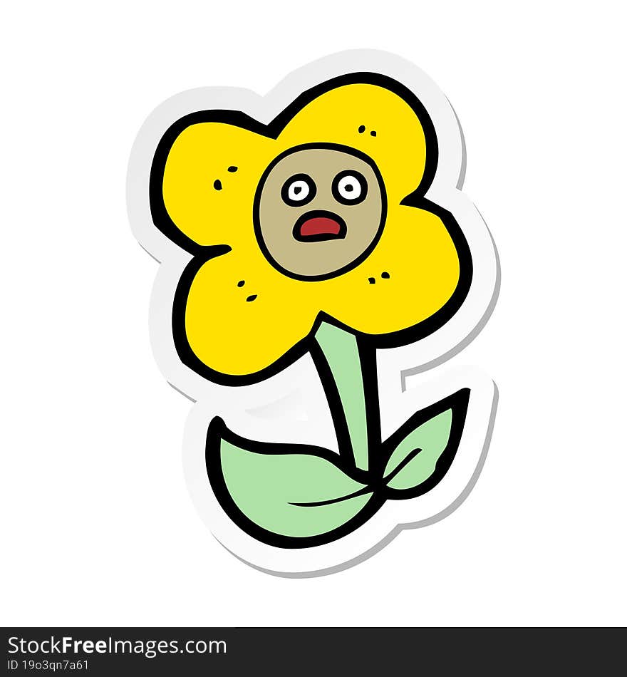 sticker of a cartoon flower with face