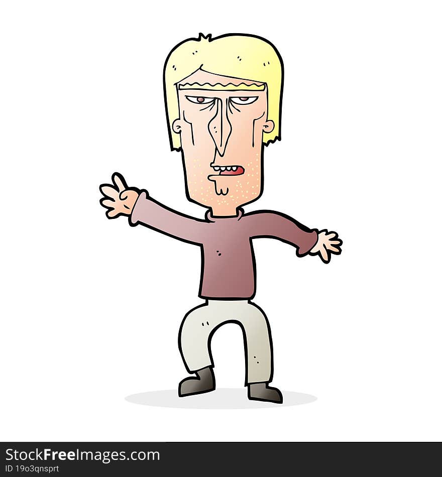 Cartoon Angry Man Waving Warning