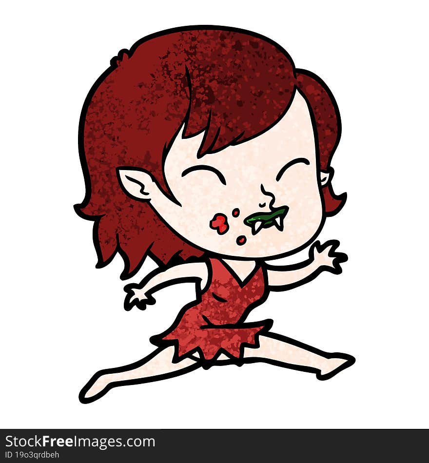 cartoon vampire girl with blood on cheek. cartoon vampire girl with blood on cheek