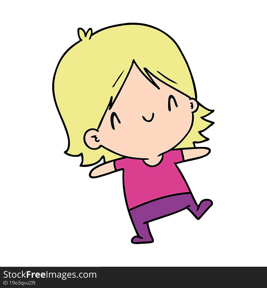 cartoon illustration of a cute kawaii girl. cartoon illustration of a cute kawaii girl