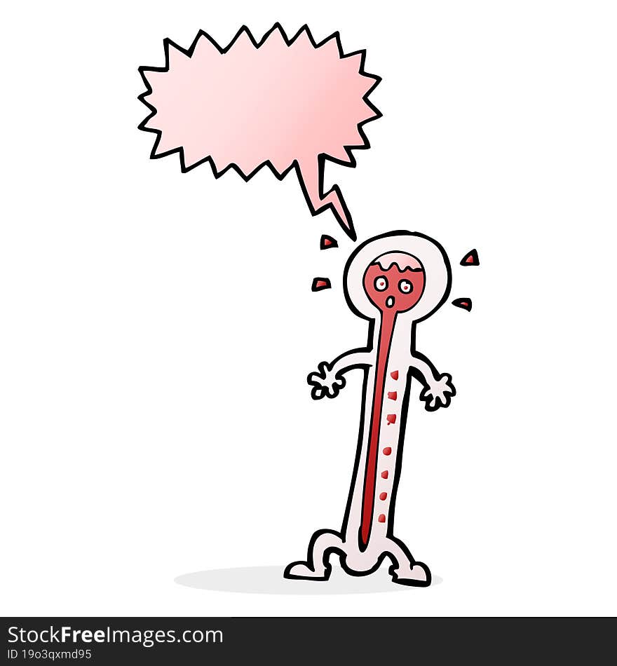 cartoon hot thermometer with speech bubble