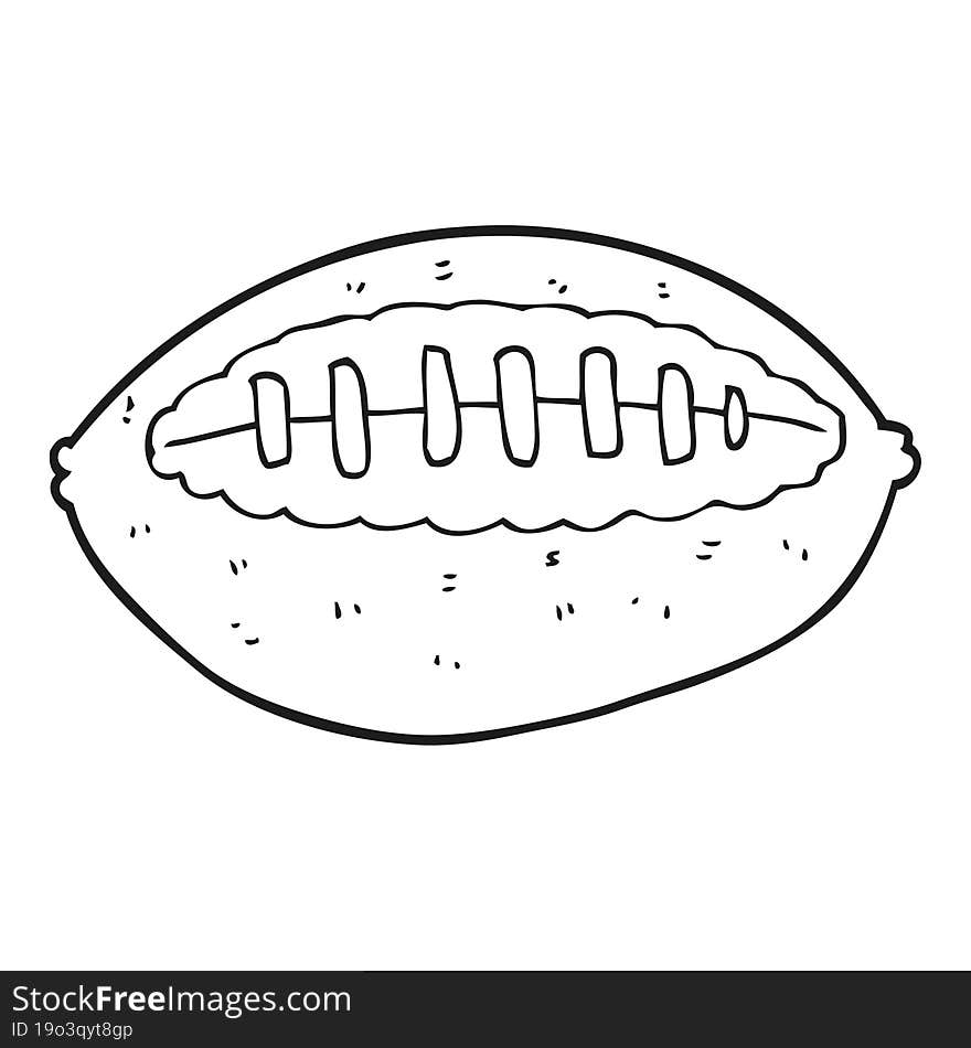 freehand drawn black and white cartoon football