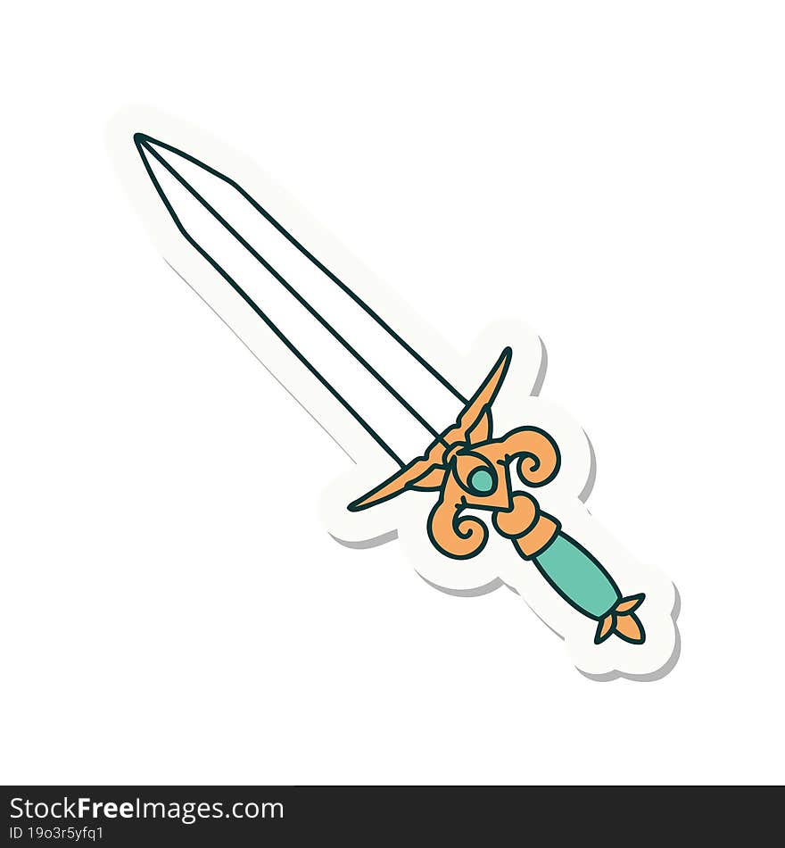 tattoo style sticker of dagger