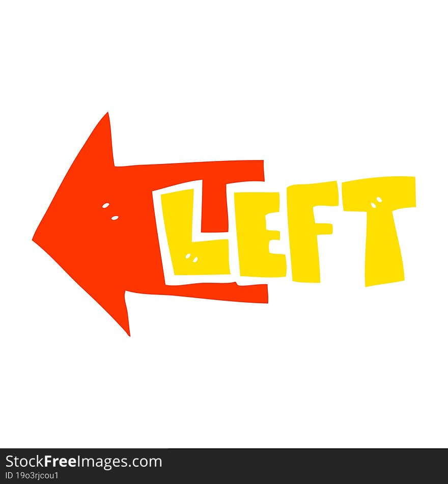 flat color illustration of left symbol. flat color illustration of left symbol