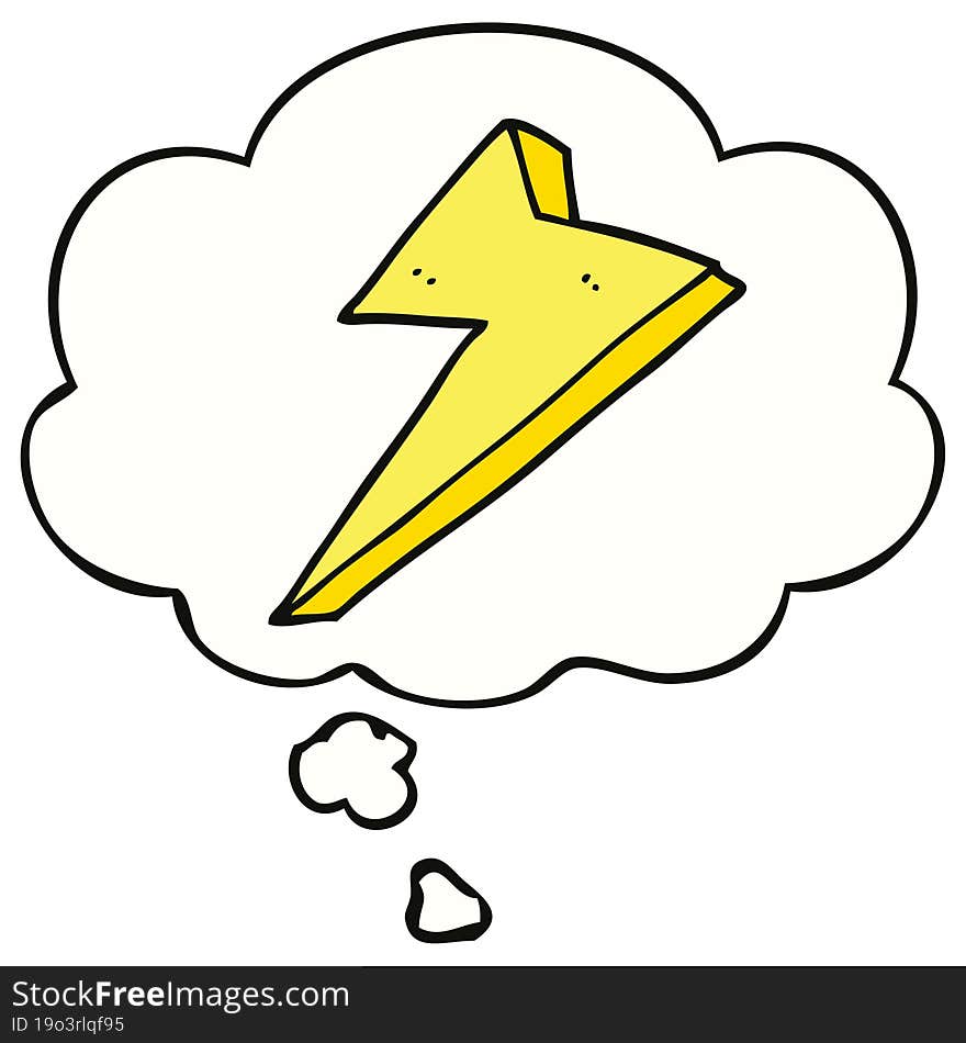 cartoon lightning with thought bubble. cartoon lightning with thought bubble