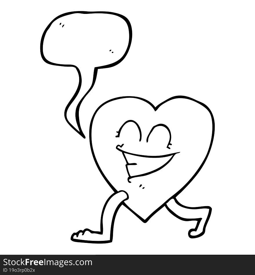 freehand drawn speech bubble cartoon walking heart