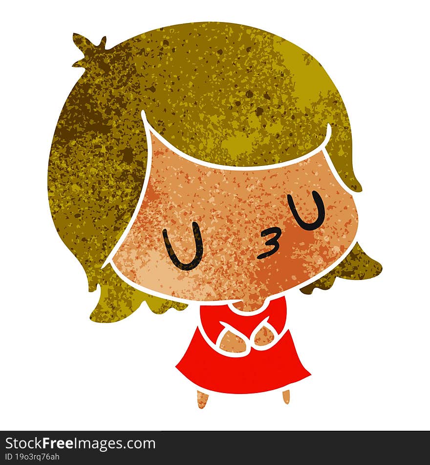 retro cartoon illustration of a cute kawaii girl. retro cartoon illustration of a cute kawaii girl