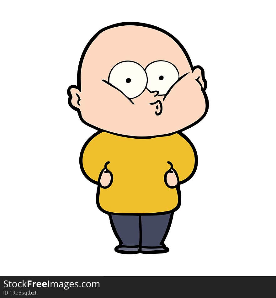 cartoon bald man staring. cartoon bald man staring