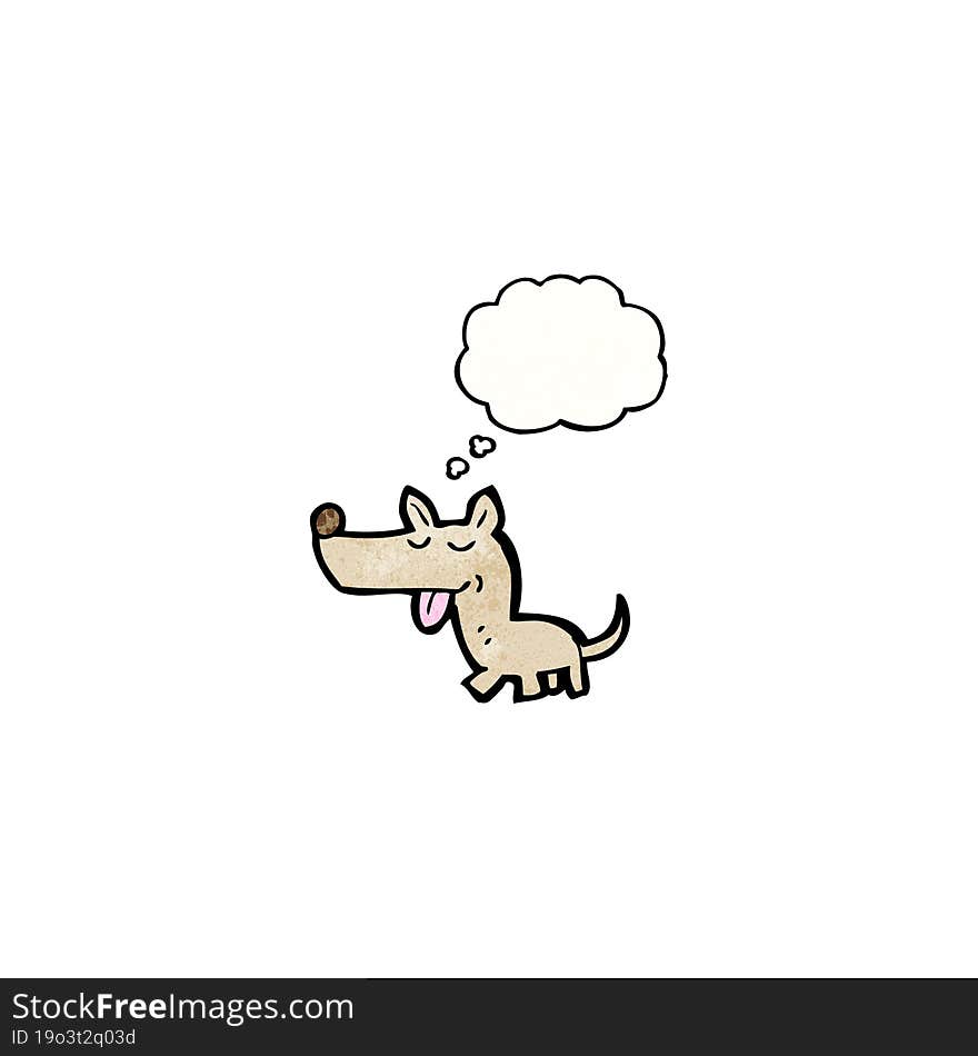 cartoon little dog with thought bubble