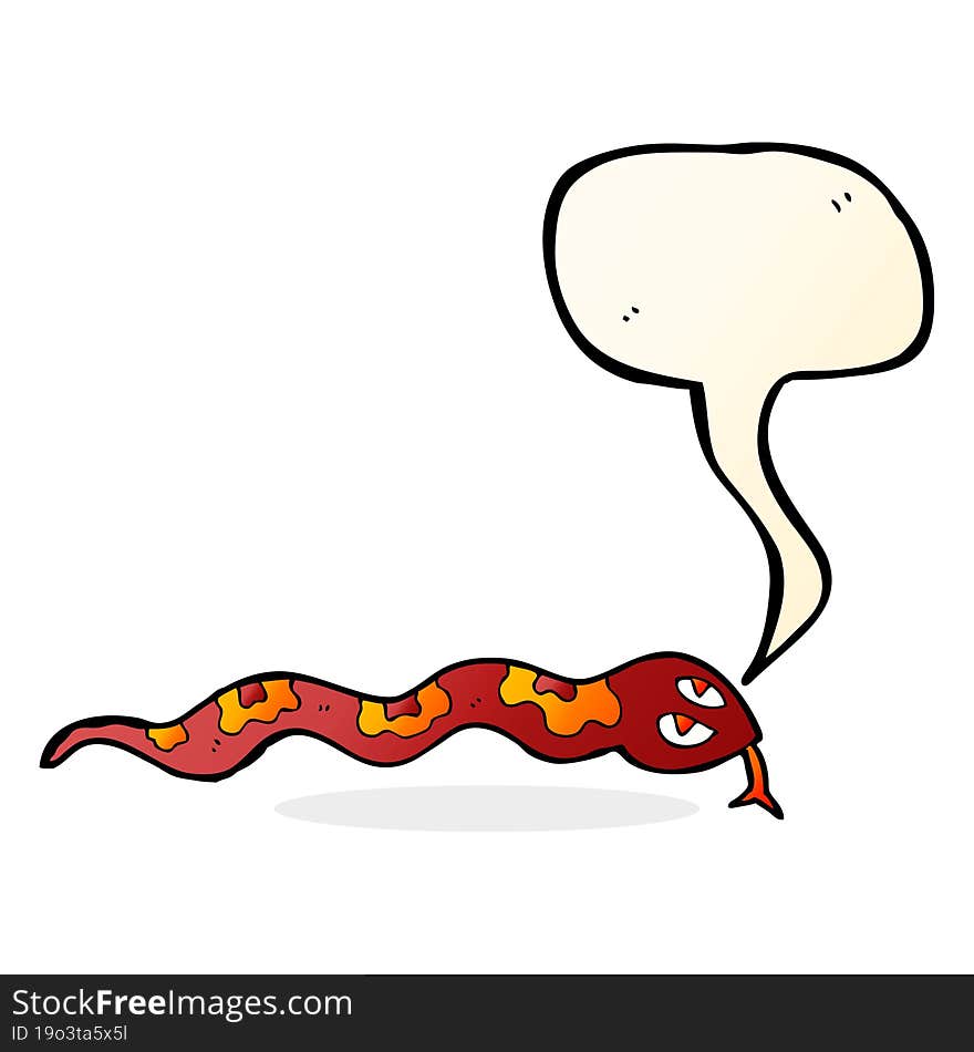 Cartoon Hissing Snake With Speech Bubble