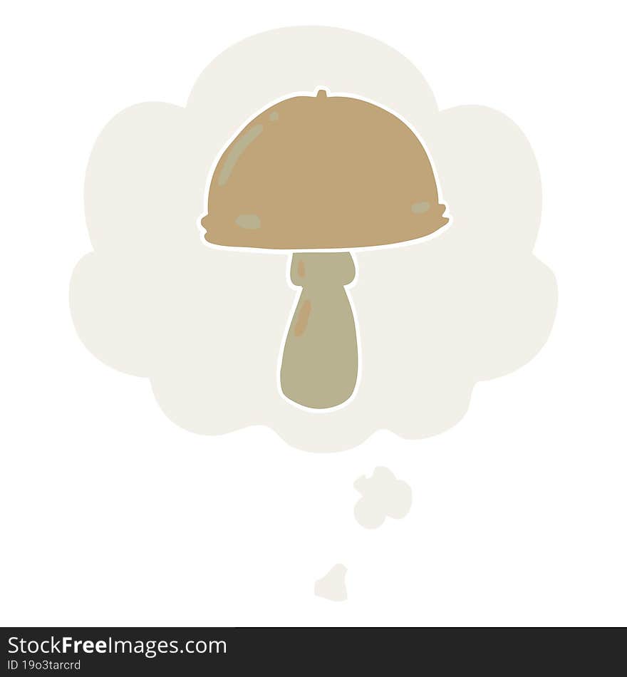 Cartoon Mushroom And Thought Bubble In Retro Style