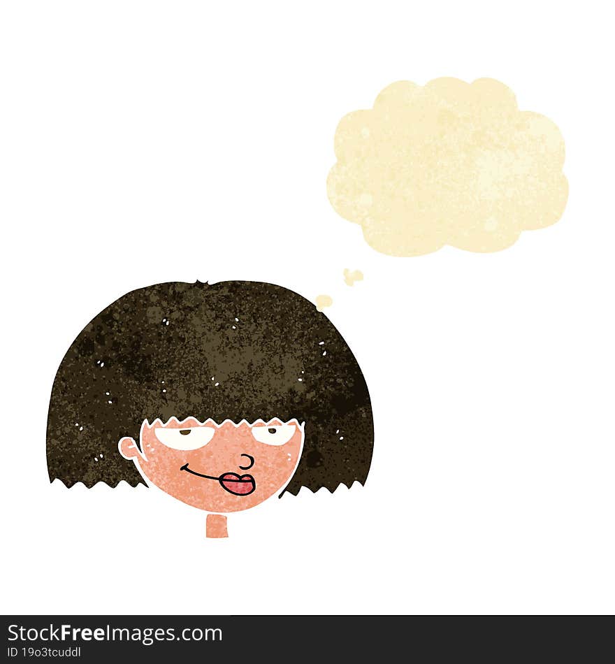 Cartoon Mean Female Face With Thought Bubble