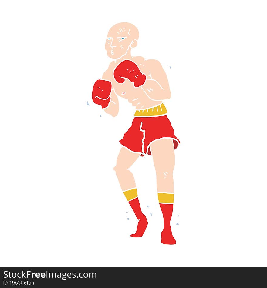 flat color illustration of a cartoon boxer