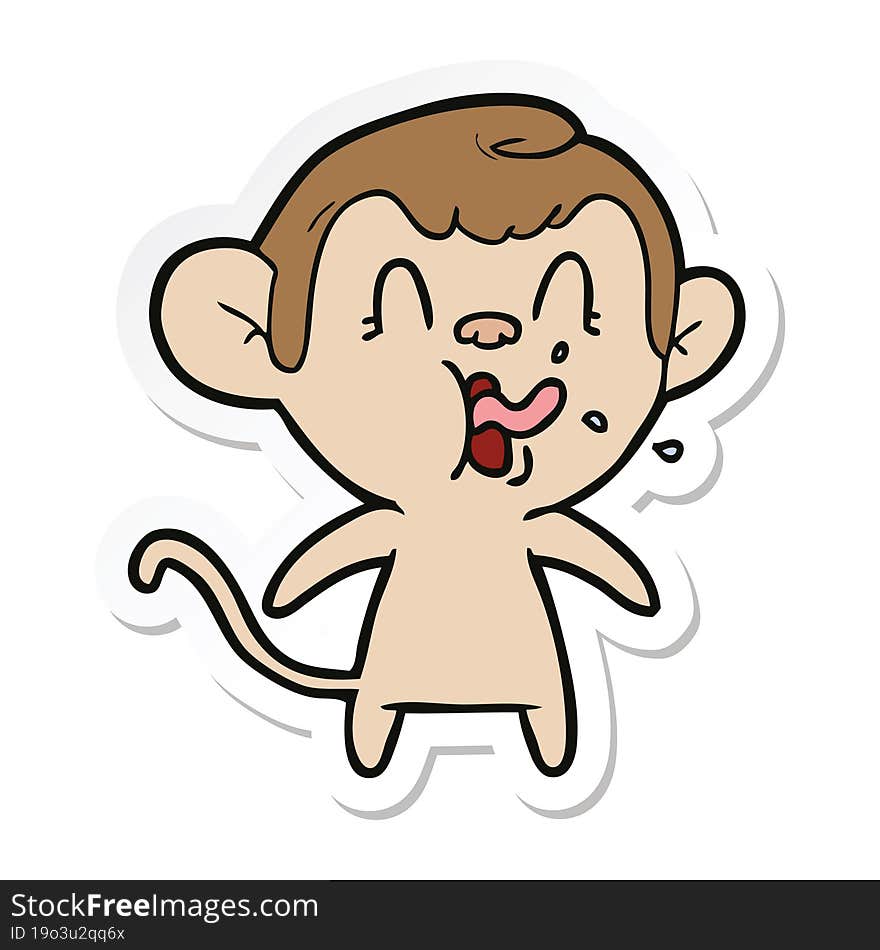 sticker of a crazy cartoon monkey