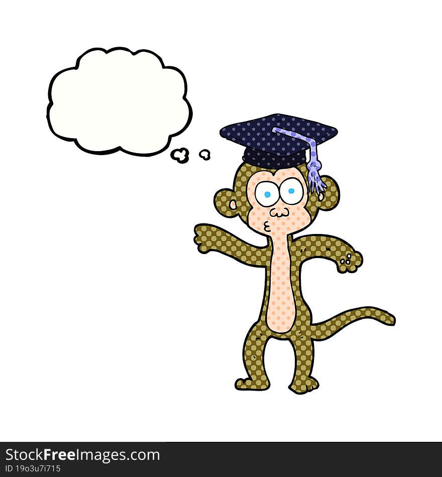 Thought Bubble Cartoon Graduate Monkey