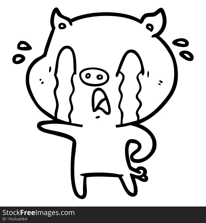 crying pig cartoon. crying pig cartoon