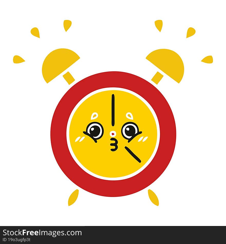 flat color retro cartoon alarm clock