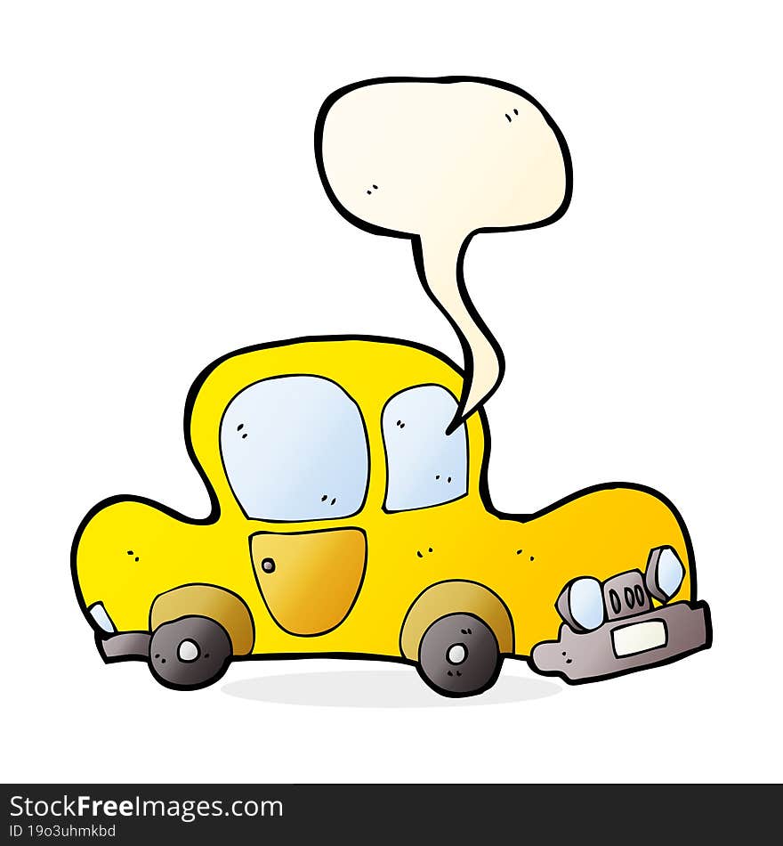 cartoon car with speech bubble