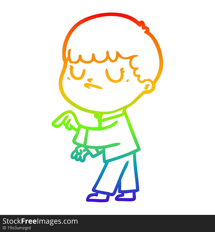 rainbow gradient line drawing cartoon grumpy boy