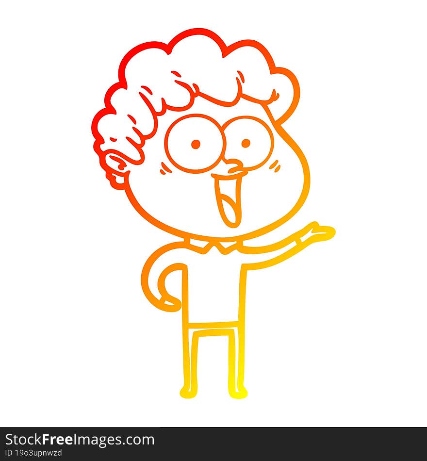 warm gradient line drawing of a excited man cartoon