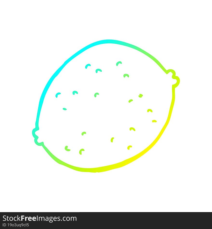 Cold Gradient Line Drawing Cartoon Lemon