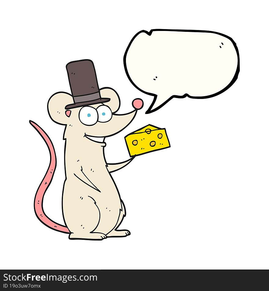 Speech Bubble Cartoon Mouse With Cheese