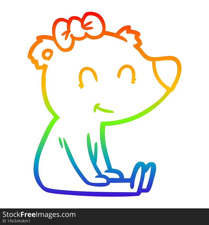 rainbow gradient line drawing sitting female bear cartoon