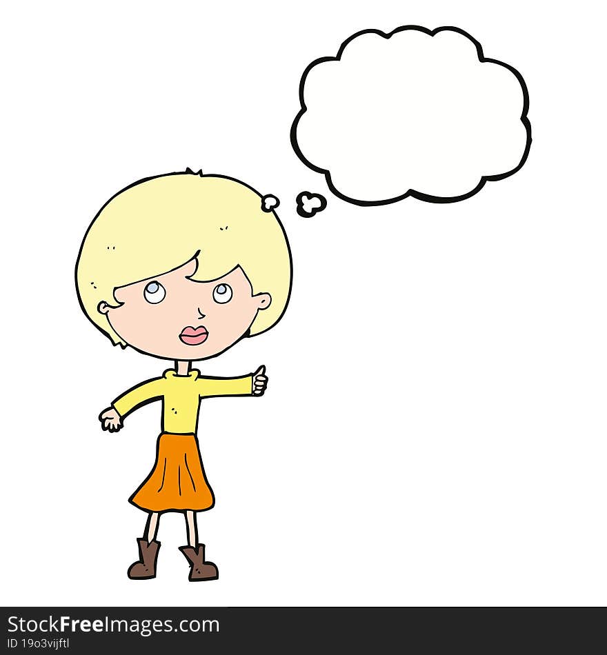 cartoon woman asking question with thought bubble