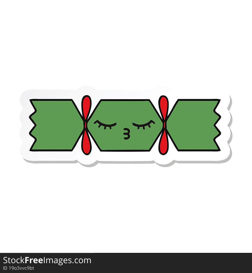 Sticker Of A Cute Cartoon Christmas Cracker