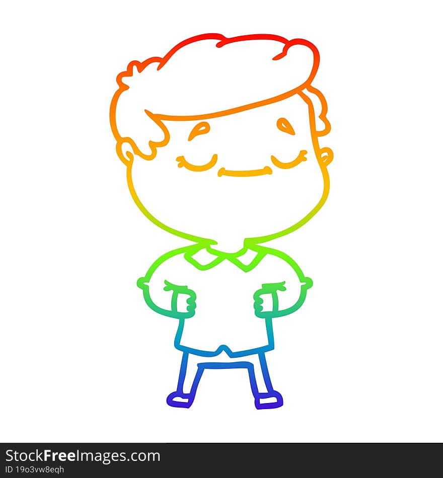 rainbow gradient line drawing of a cartoon proud man