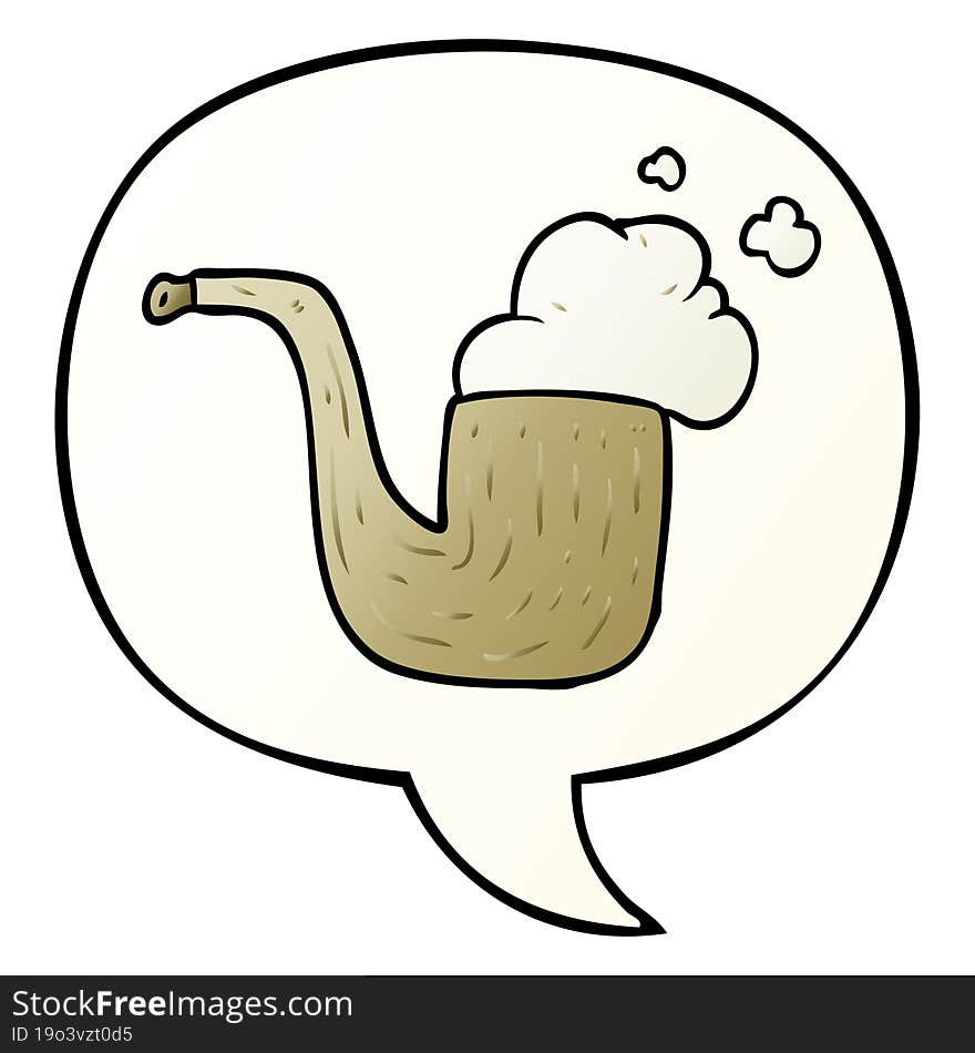 Cartoon Old Smoking Pipe And Speech Bubble In Smooth Gradient Style