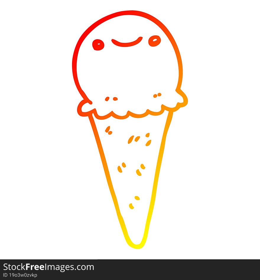 warm gradient line drawing cartoon ice cream