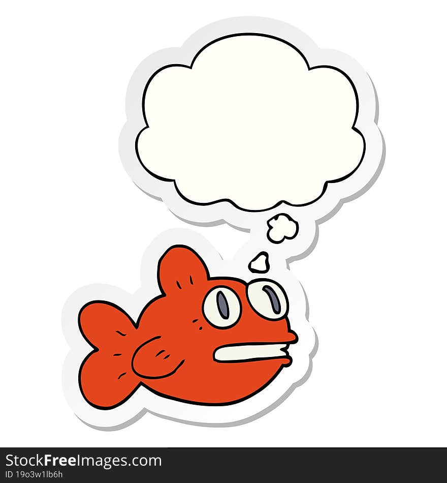 cartoon fish and thought bubble as a printed sticker