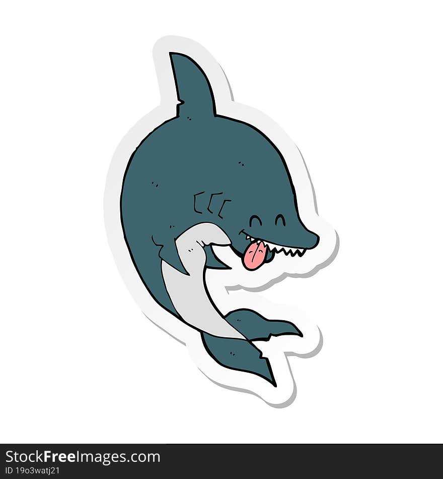 sticker of a funny cartoon shark