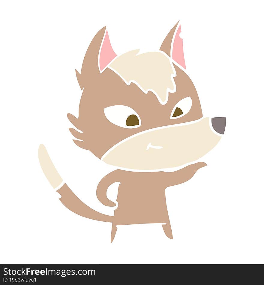 Friendly Flat Color Style Cartoon Wolf