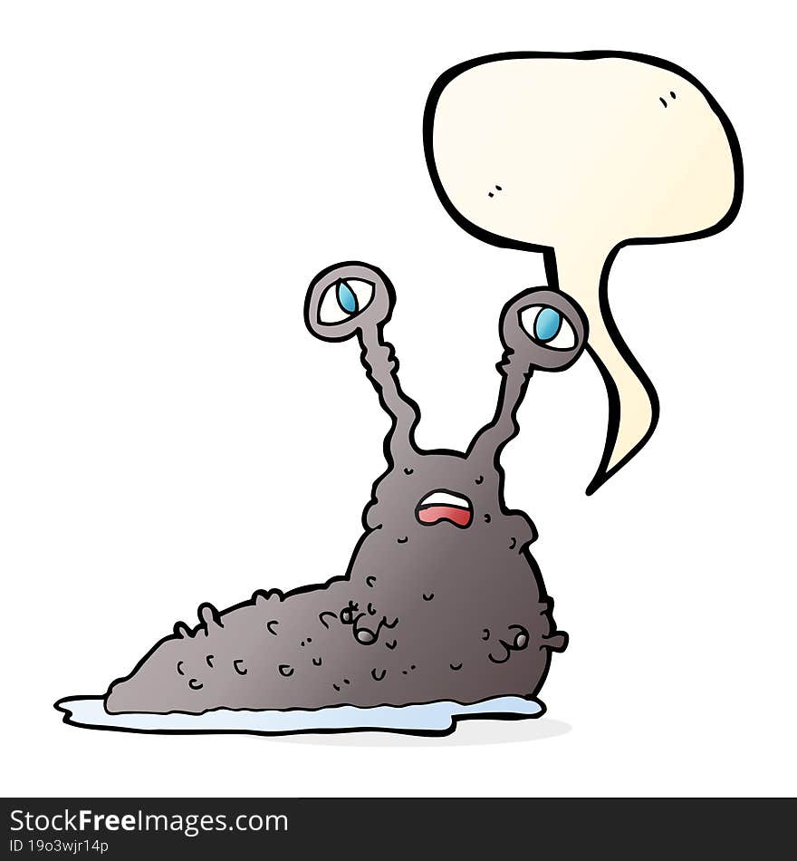 Cartoon Gross Slug With Speech Bubble