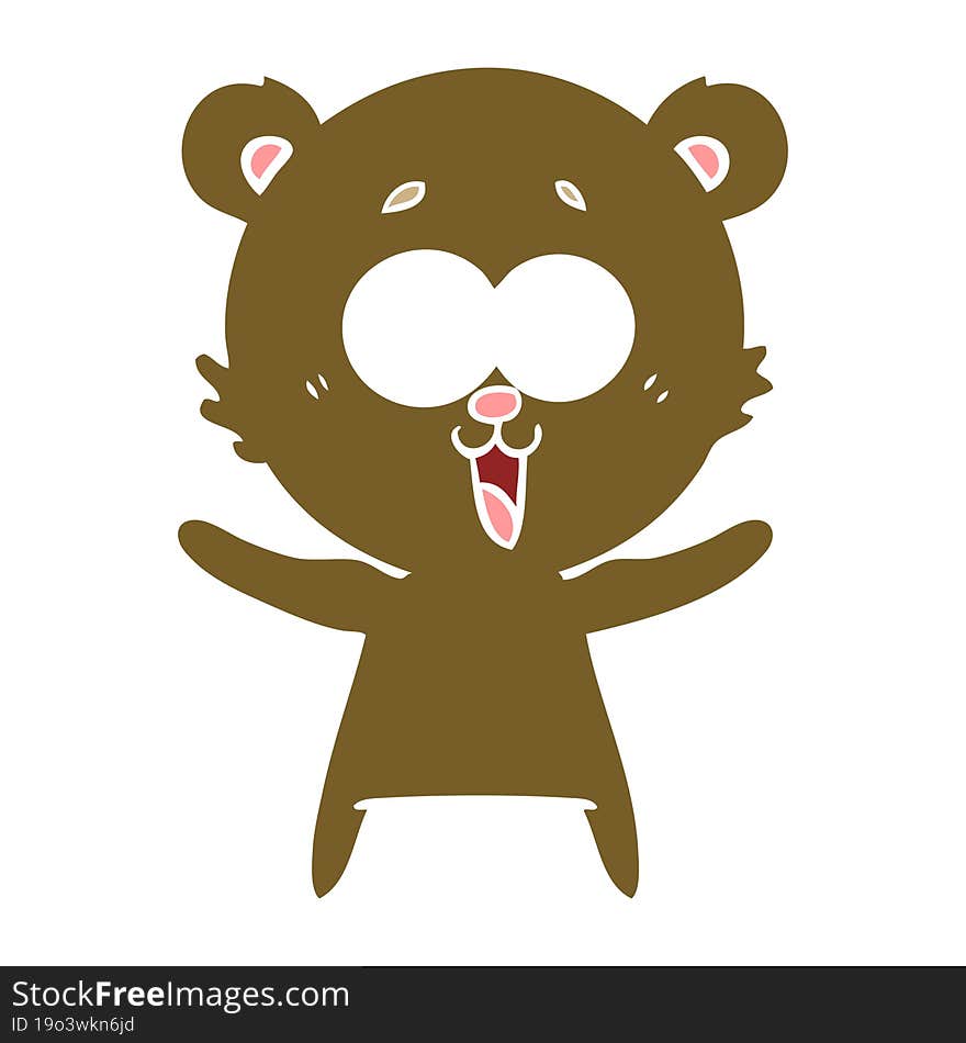 laughing teddy  bear flat color style cartoon