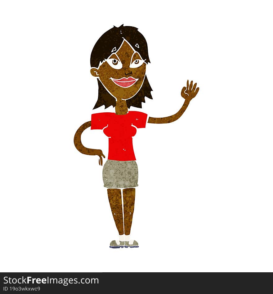 cartoon woman waving