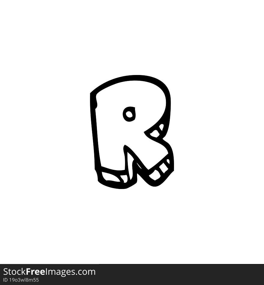 line drawing cartoon letter r