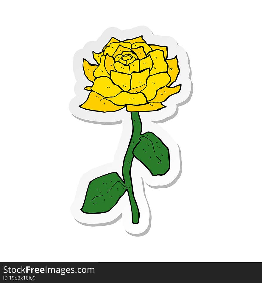 sticker of a yellow rose cartoon