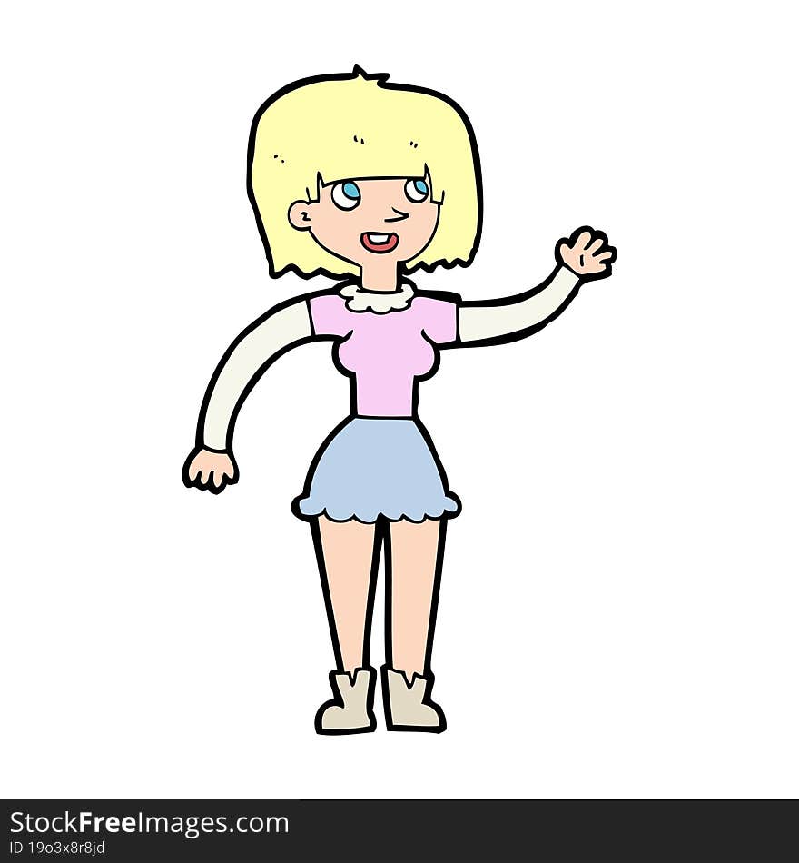 Cartoon Girl Waving