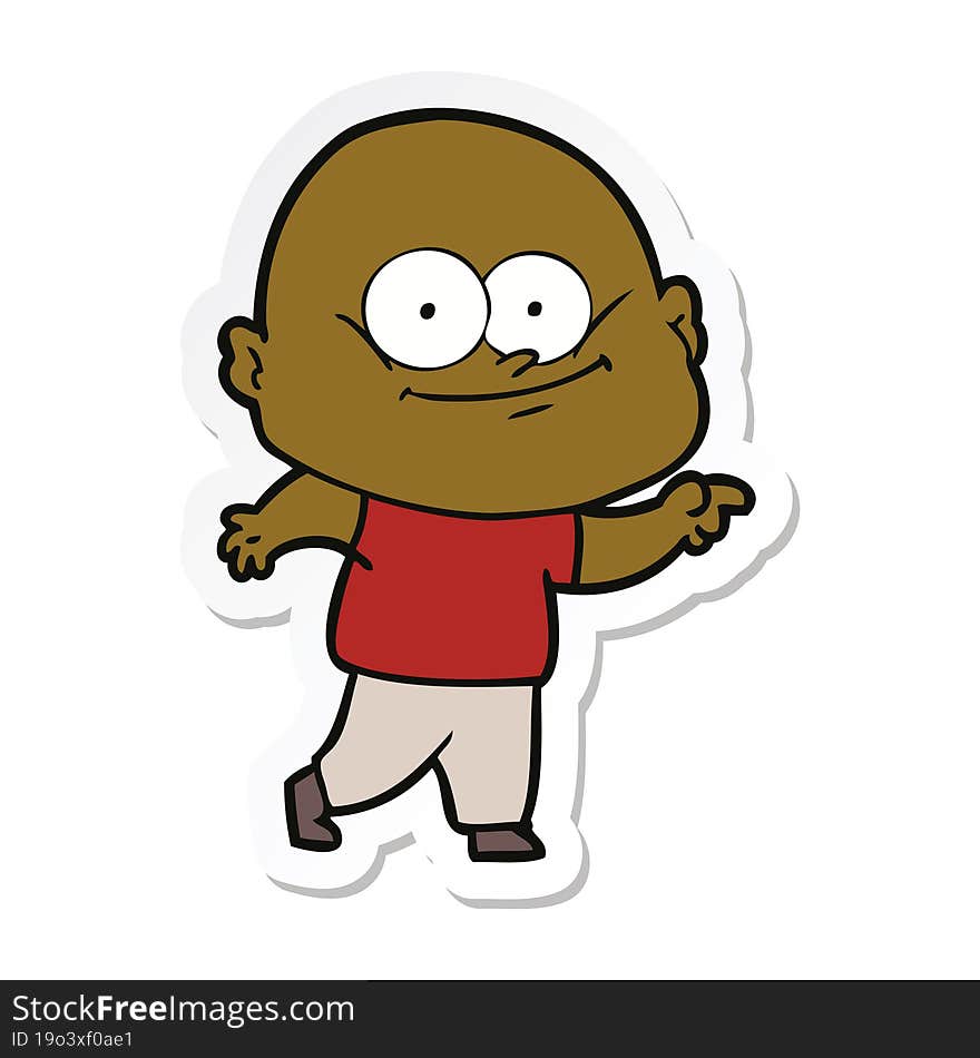 sticker of a cartoon bald man staring