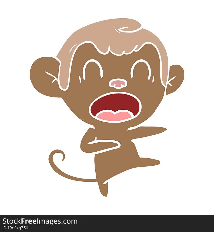 Shouting Flat Color Style Cartoon Monkey Dancing