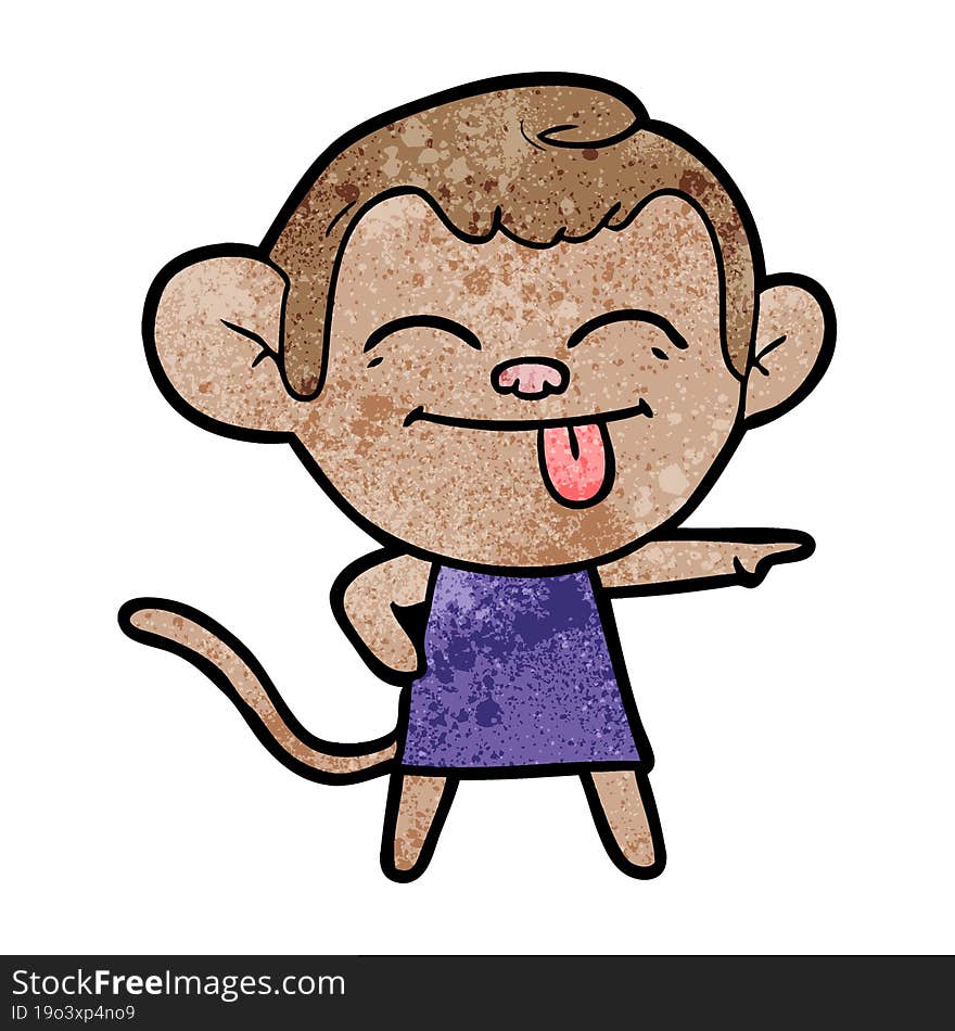 funny cartoon monkey pointing. funny cartoon monkey pointing