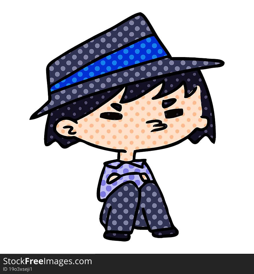 cartoon illustration of a kawaii cute boy. cartoon illustration of a kawaii cute boy